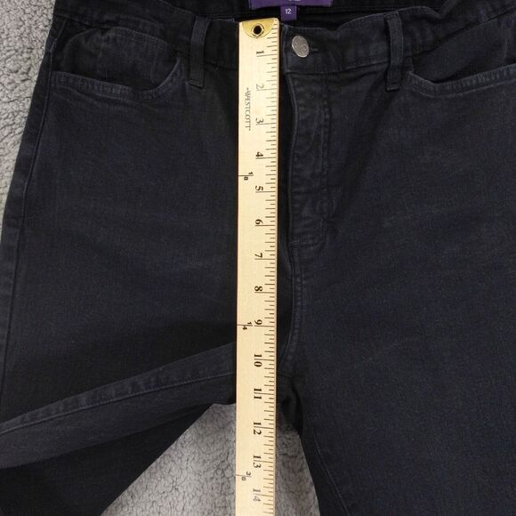 NYDJ Slim Straight Leg Jeans Women 12 Black Made in‎ USA Old Label D49 - Picture 15 of 16